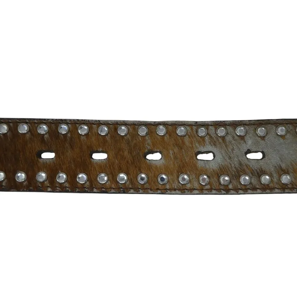 3D Belt Company Rhinestone Bling Leather Calfhair Western Belt